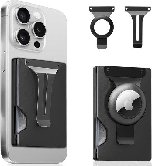 Magnetic Phone Card Holder With Money Clip and Air Tag Compatible 