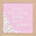 Felt Letter Board with 294 Letters, Numbers & Symbols - 10 X 10 Inch Changeable Message Board with Wooden Frame Wall Mount Hook, Pink & Wood