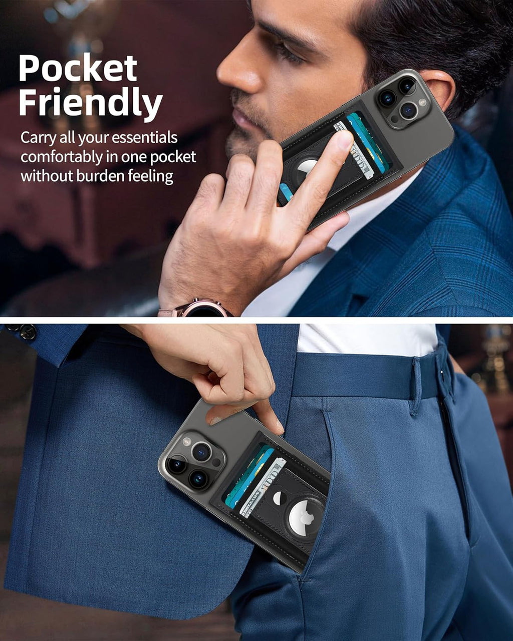 Phone Magnet Card Holder With Stand and Air Tag