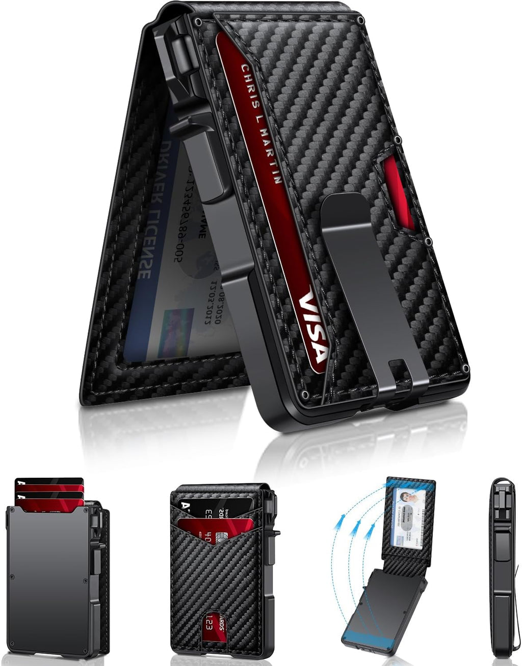 With Money Clip Mens Slim Minimalist Card Holder 