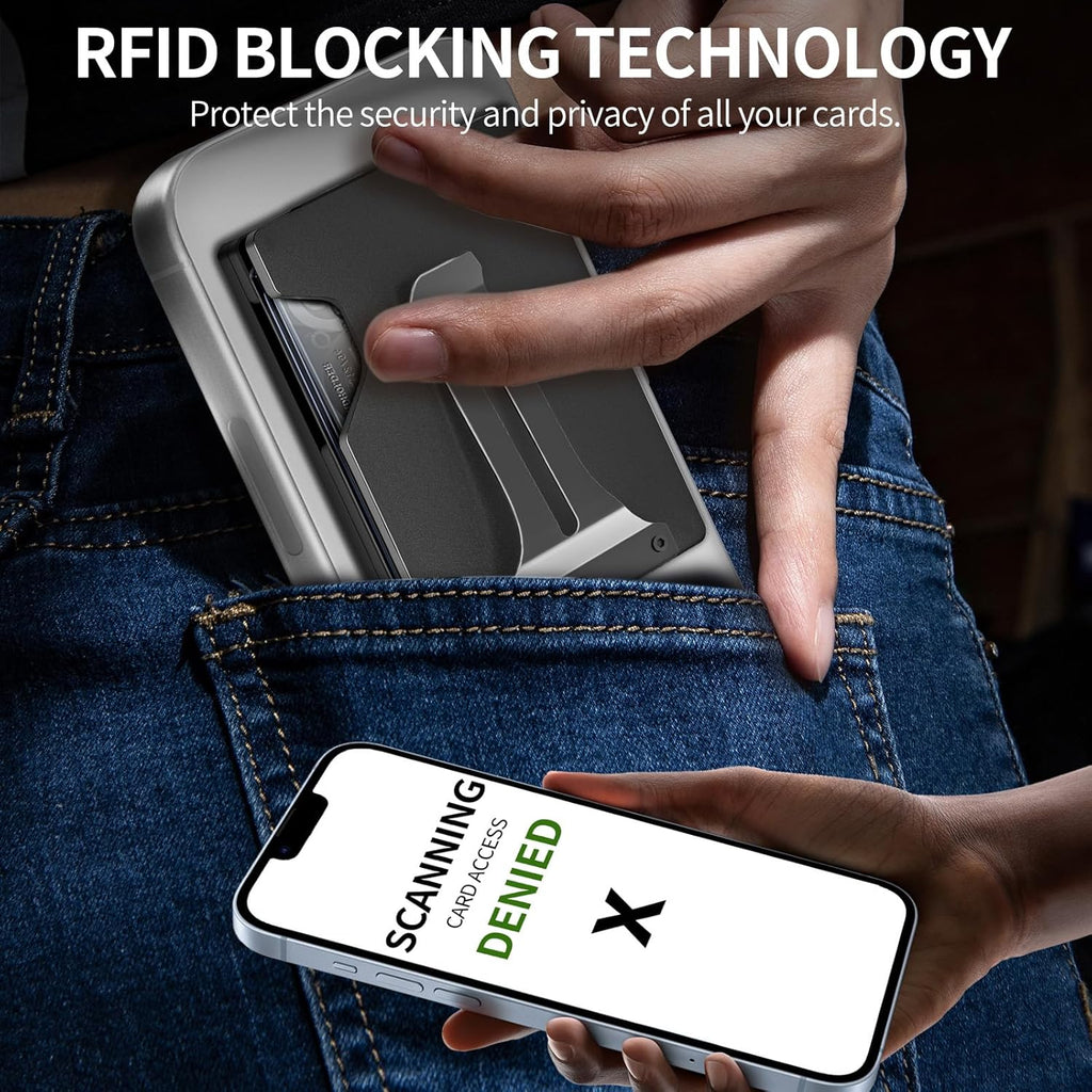 Magnetic Phone Card Holder With Money Clip and Air Tag Compatible 