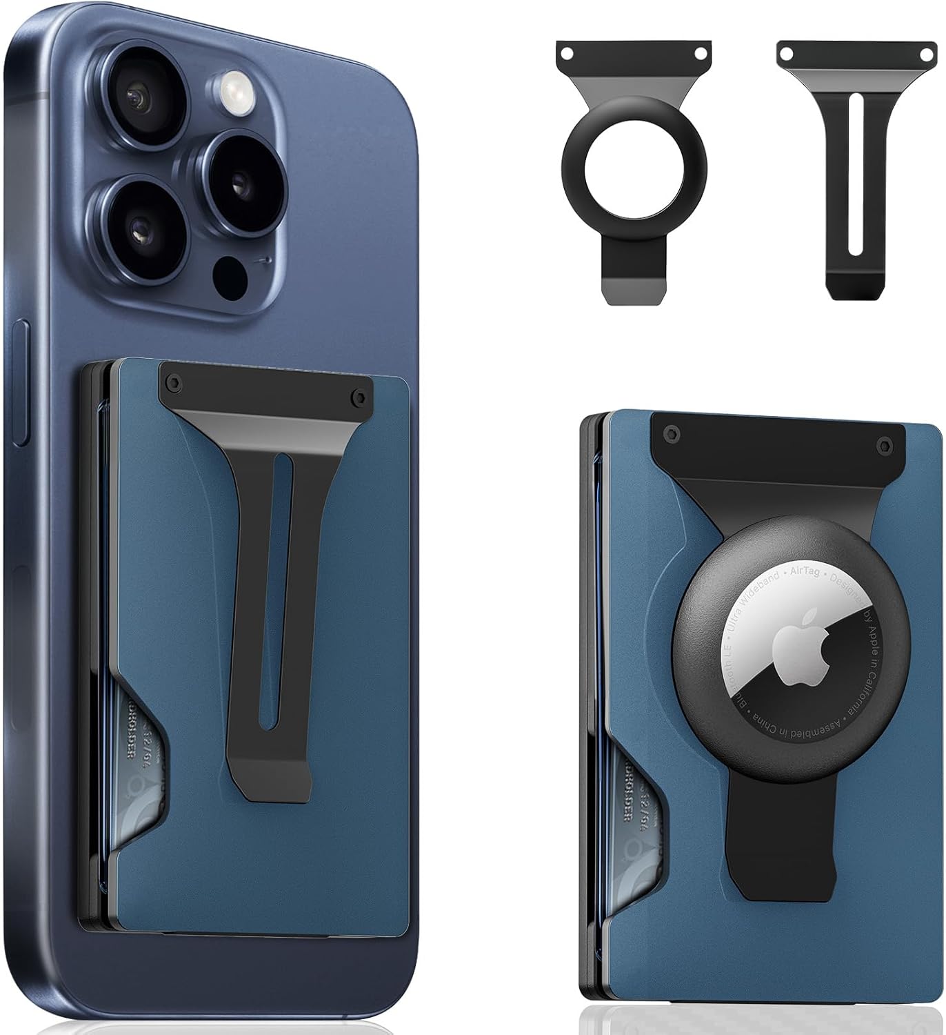 Magnetic Phone Card Holder With Money Clip and Air Tag Compatible 