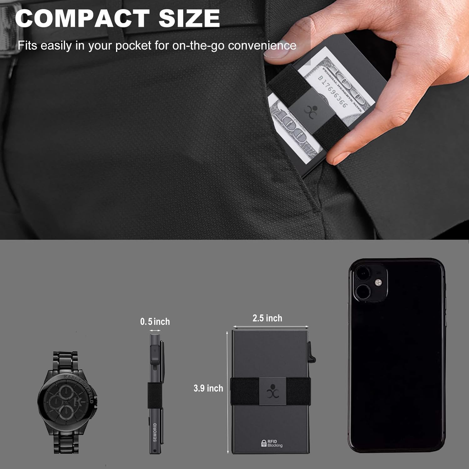 Ultra minimalist Slim Card Holder With Money Band