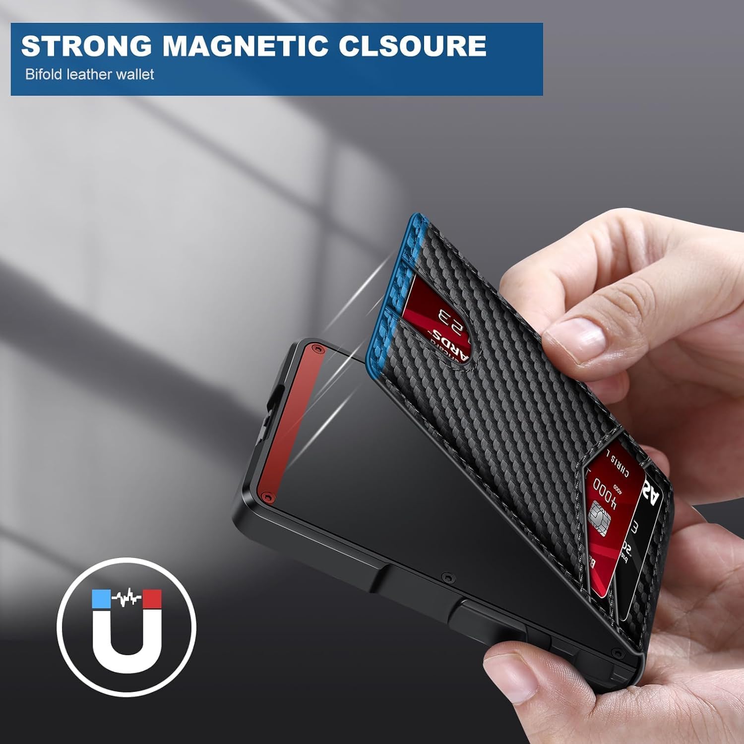 With Money Clip Mens Slim Minimalist Card Holder 