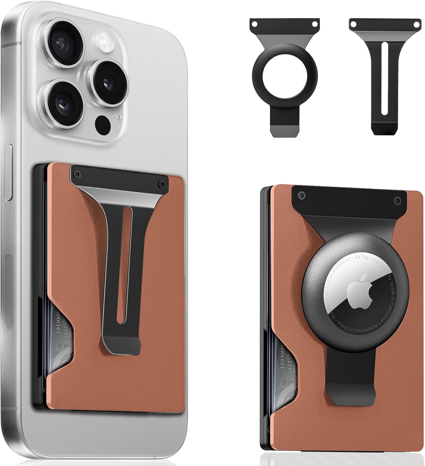 Magnetic Phone Card Holder With Money Clip and Air Tag Compatible 