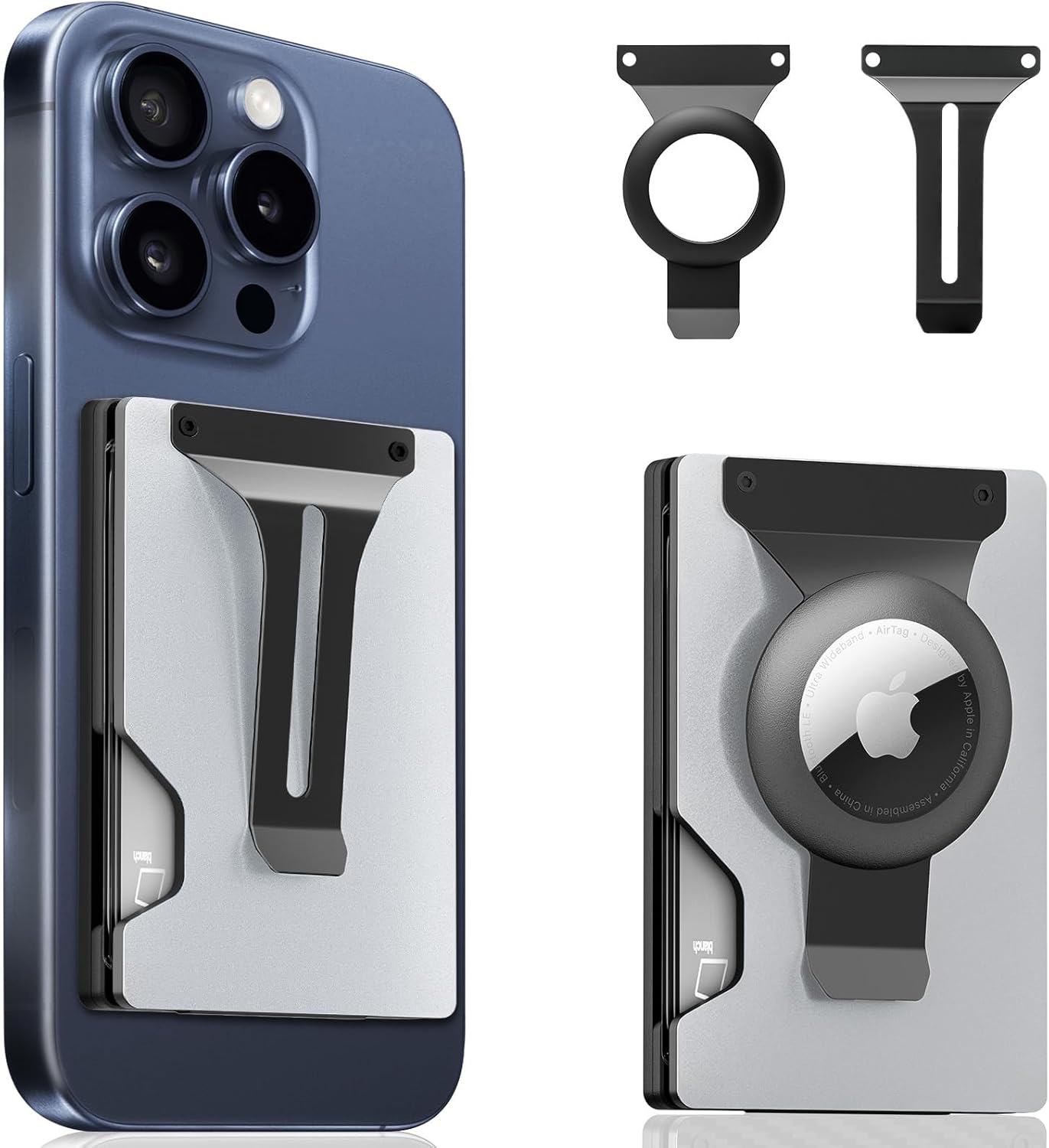 Magnetic Phone Card Holder With Money Clip and Air Tag Compatible 