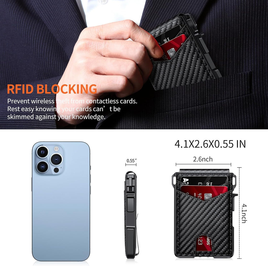 With Money Clip Mens Slim Minimalist Card Holder 
