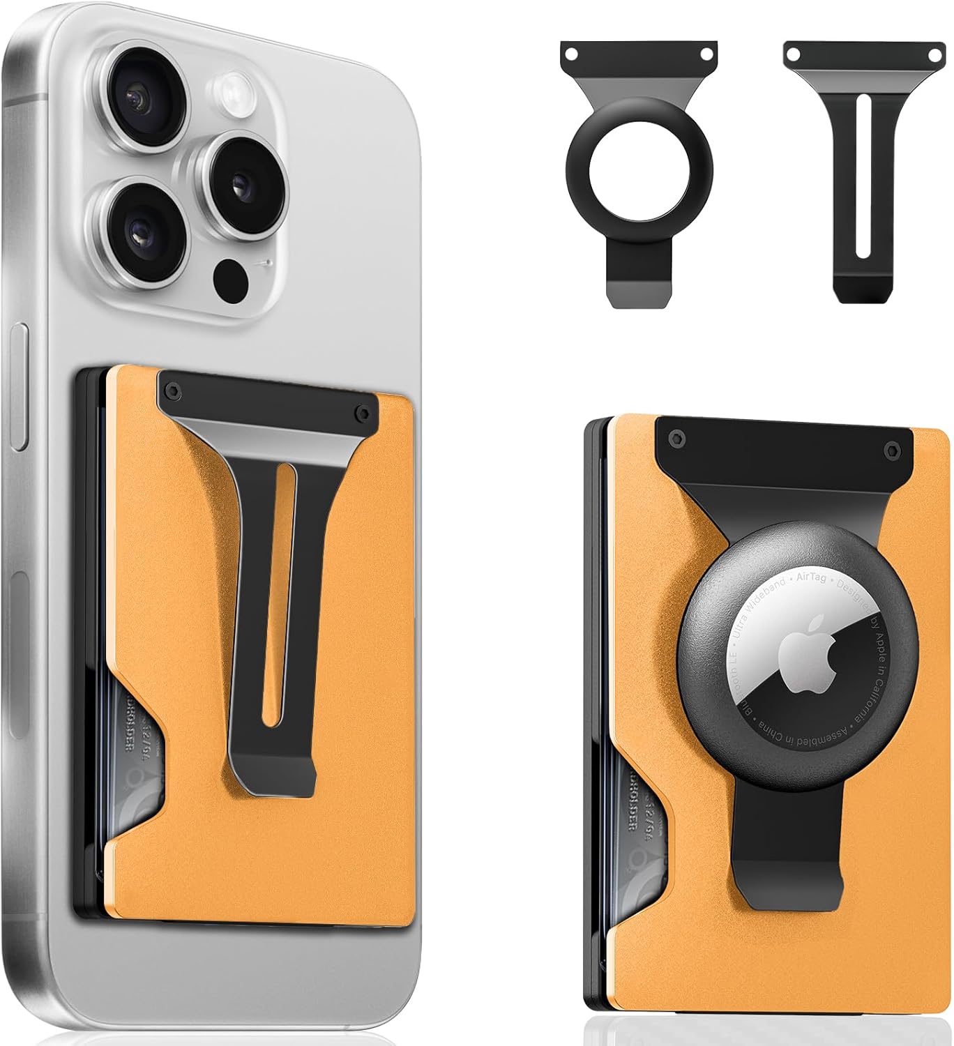 Magnetic Phone Card Holder With Money Clip and Air Tag Compatible 