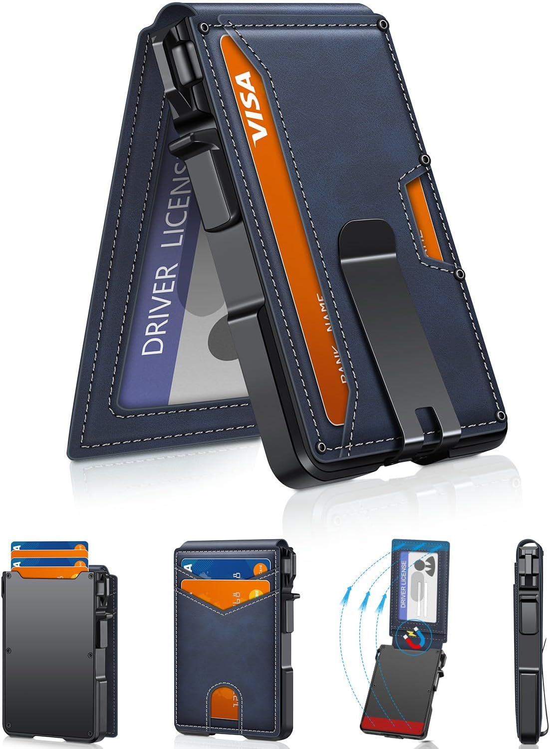 With Money Clip Mens Slim Minimalist Card Holder 