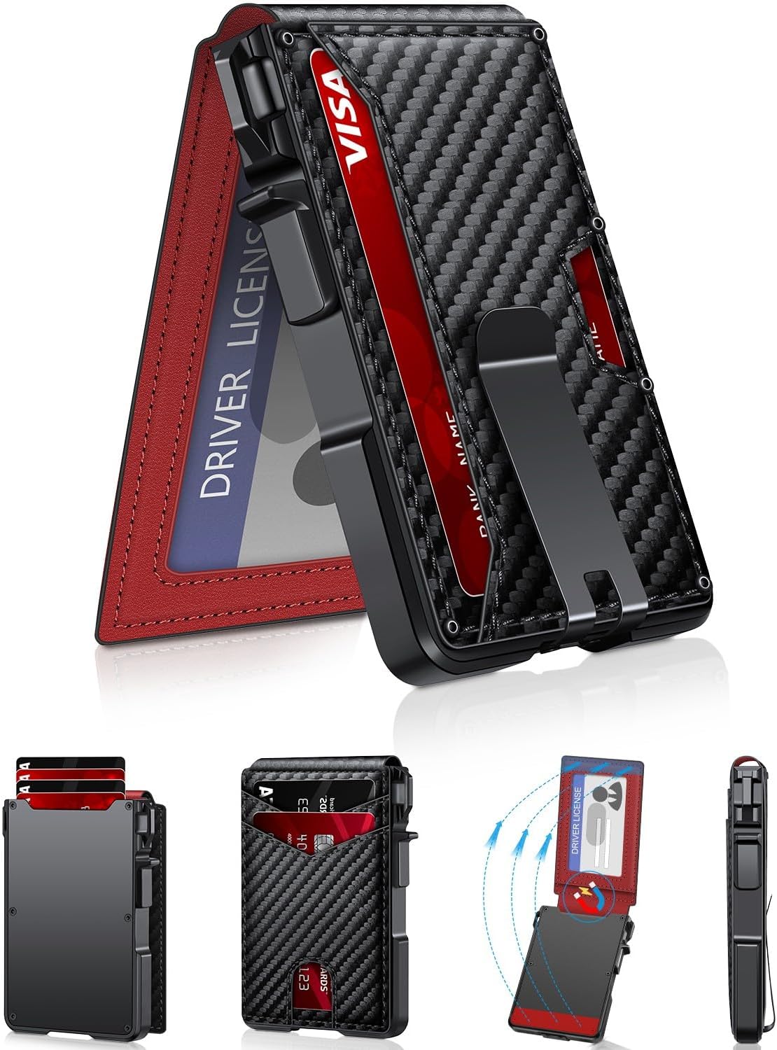 With Money Clip Mens Slim Minimalist Card Holder 
