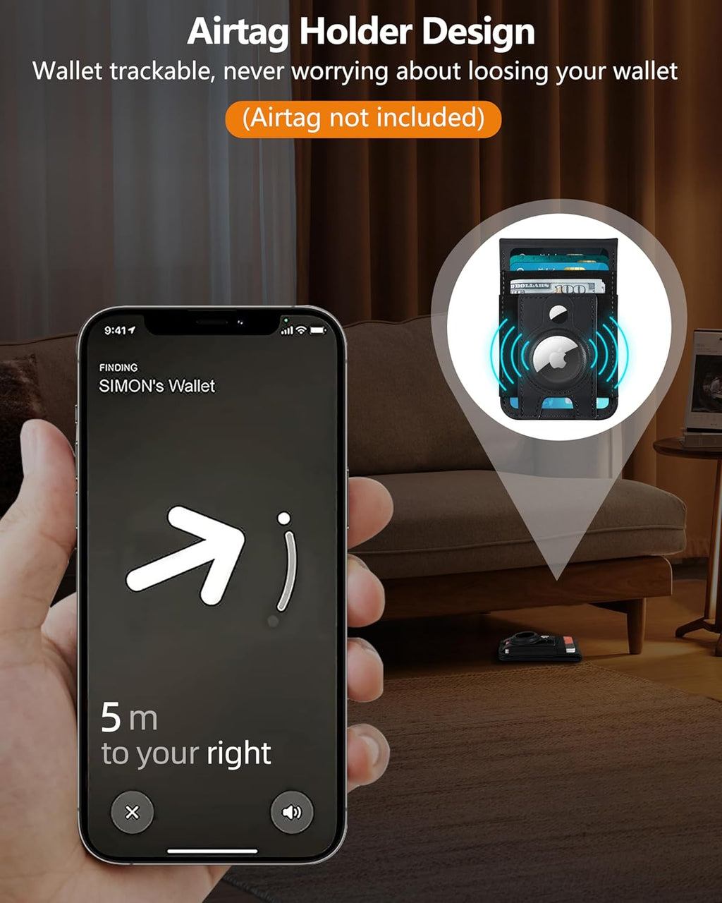 Phone Magnet Card Holder With Stand and Air Tag
