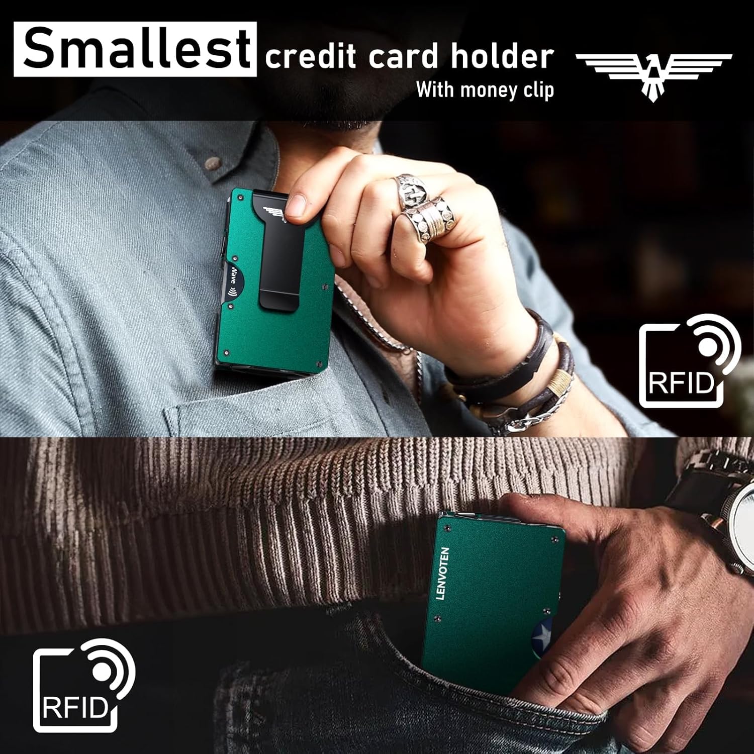 Skinny Card Holder With Money Clip Or Air Tag