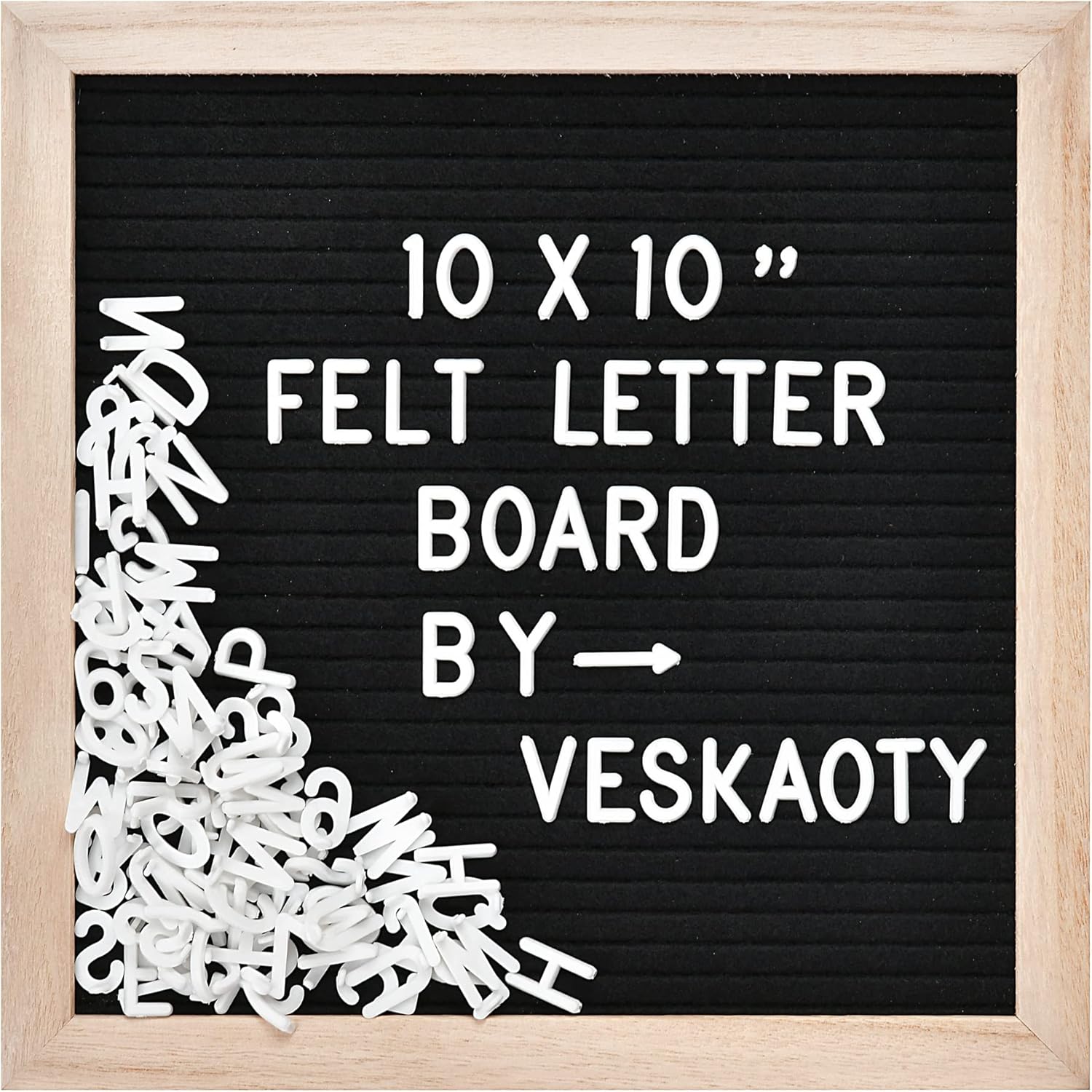 Felt Letter Board with 294 Letters, Numbers & Symbols - 10 X 10 Inch Changeable Message Board with Wooden Frame Wall Mount Hook, Pink & Wood