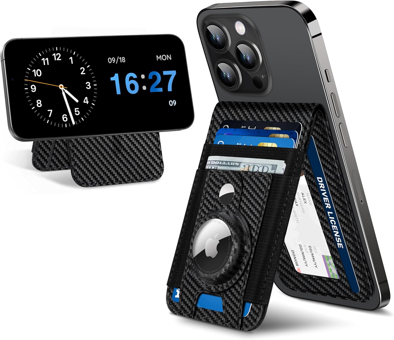 Phone Magnet Card Holder With Stand and Air Tag
