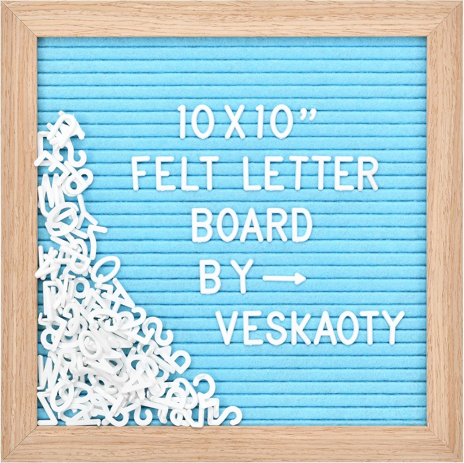 Felt Letter Board with 294 Letters, Numbers & Symbols - 10 X 10 Inch Changeable Message Board with Wooden Frame Wall Mount Hook, Pink & Wood