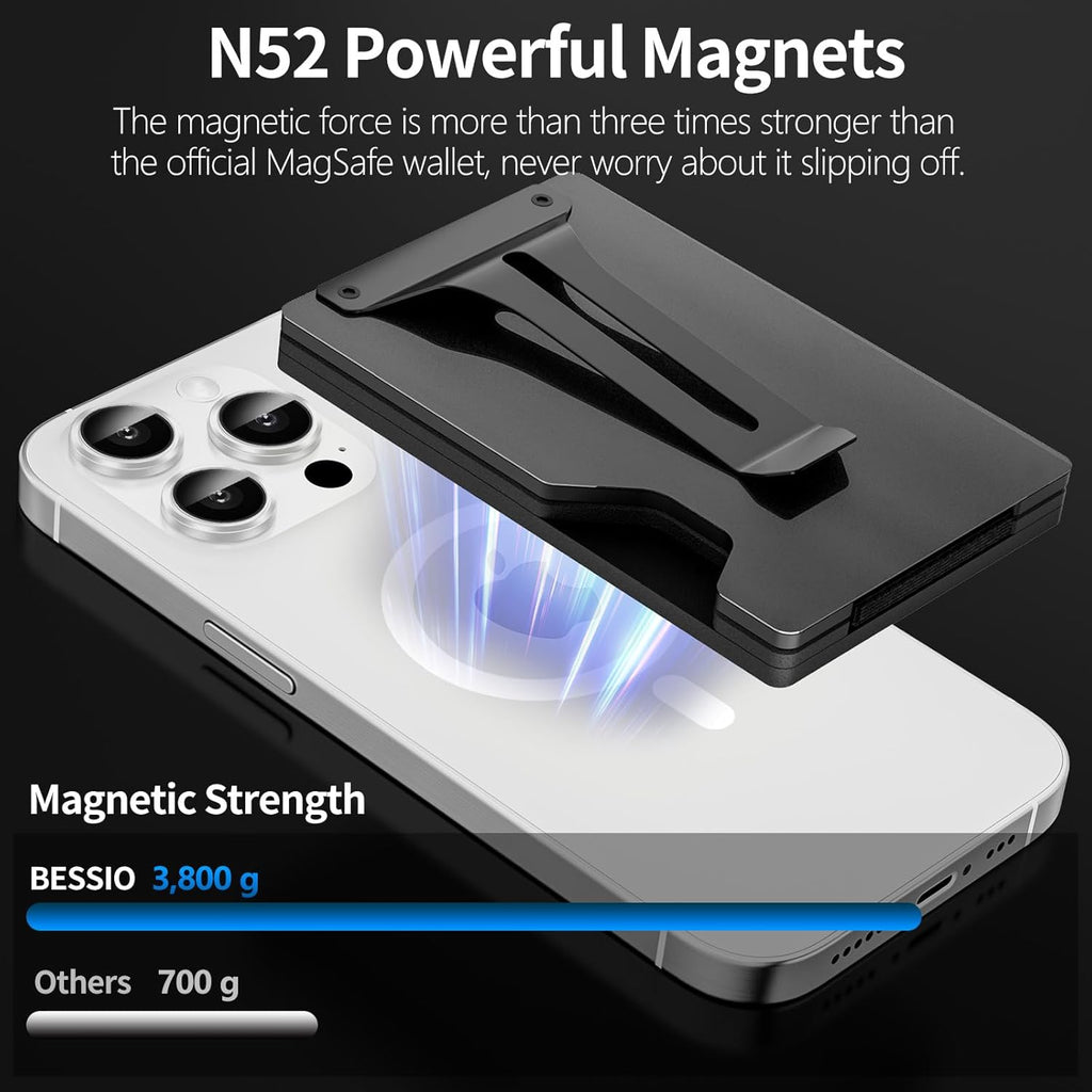 Magnetic Phone Card Holder With Money Clip and Air Tag Compatible 