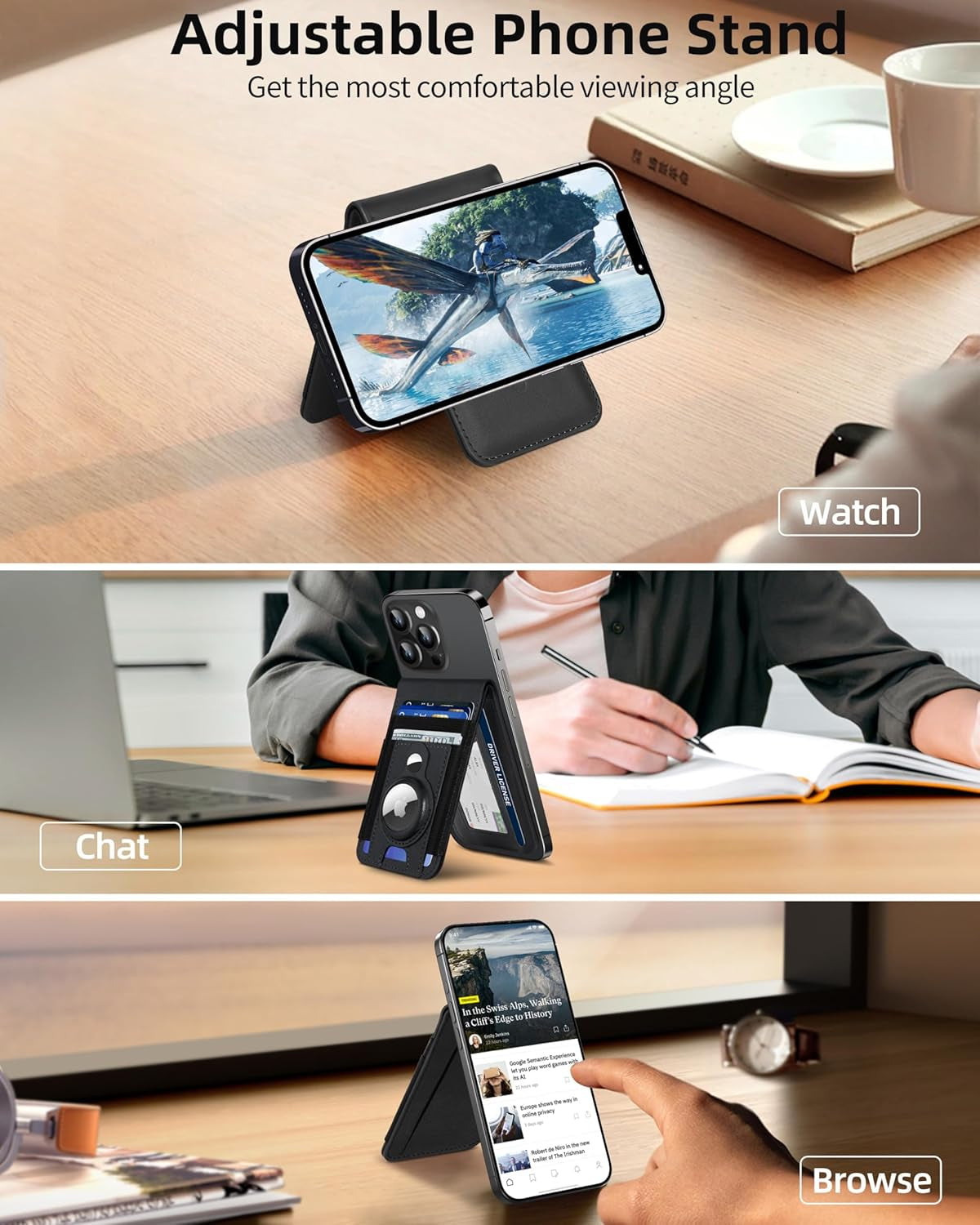 Phone Magnet Card Holder With Stand and Air Tag